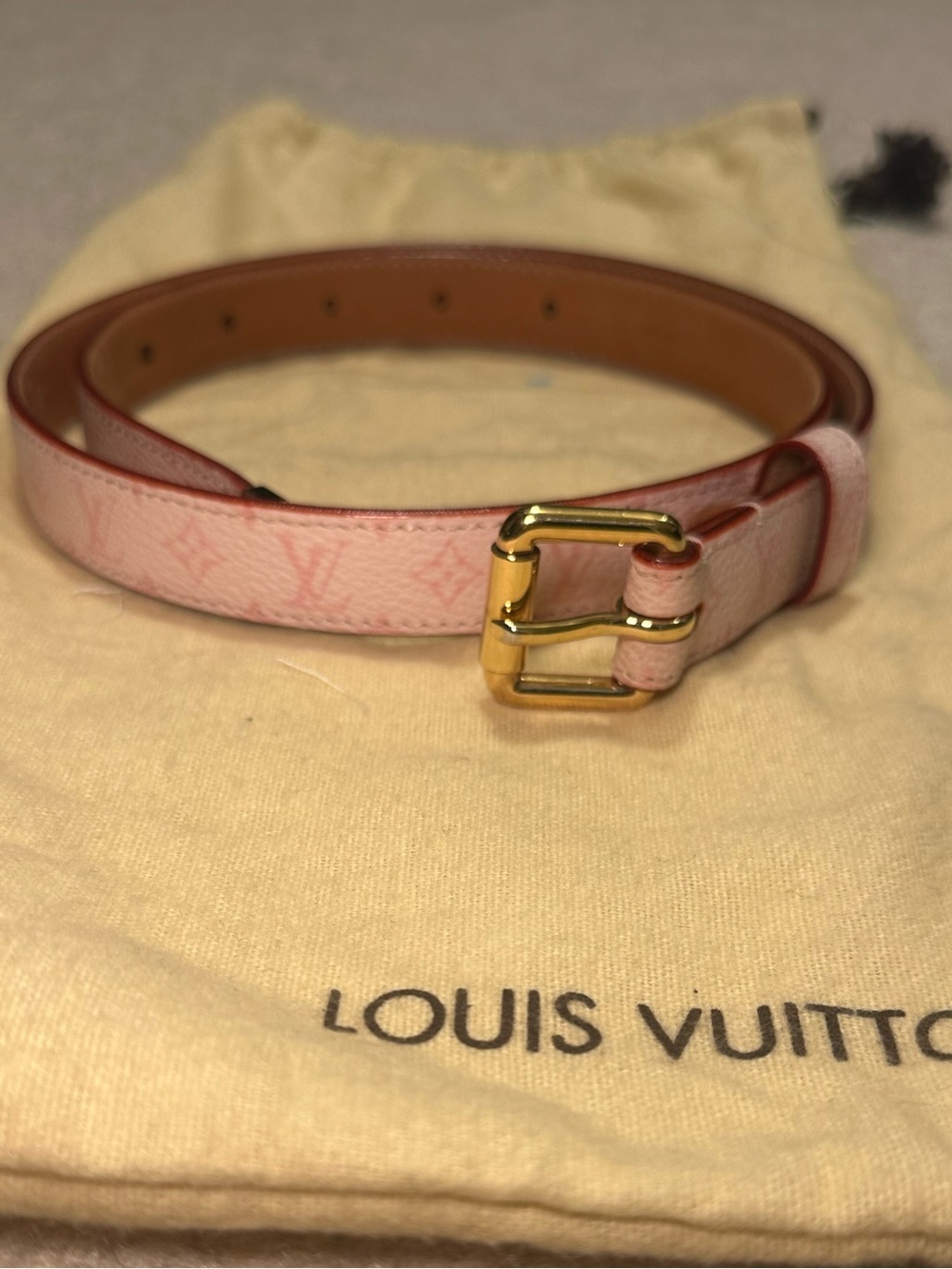Louis Vuitton Pink and Gold Belt-cherry blossom belt